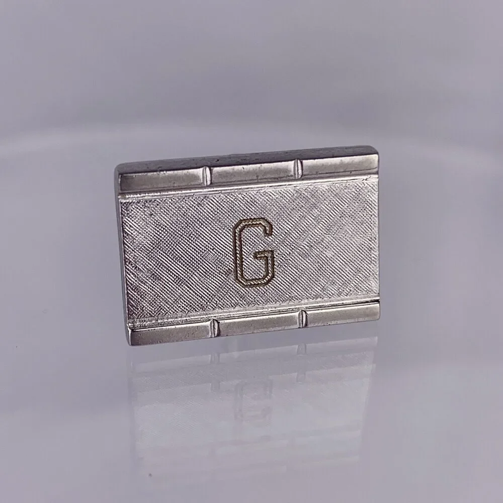 G Initial Monogram Cufflinks Block Letter Silver Tone Textured Anson Vintage K1